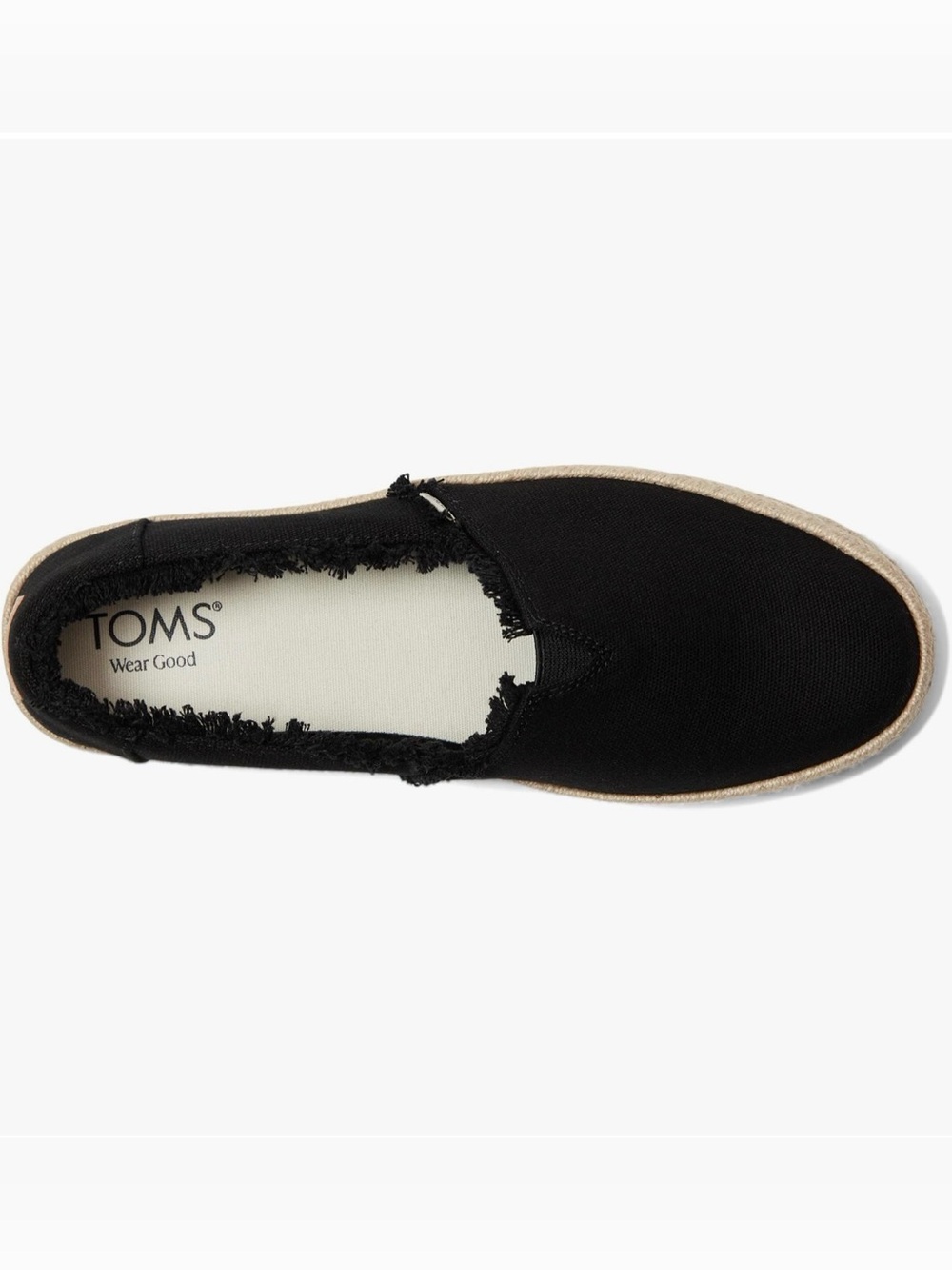 Toms Valencia Black Frayed Canvas Espadrille Platform Slip-On - Picture 3 of 4